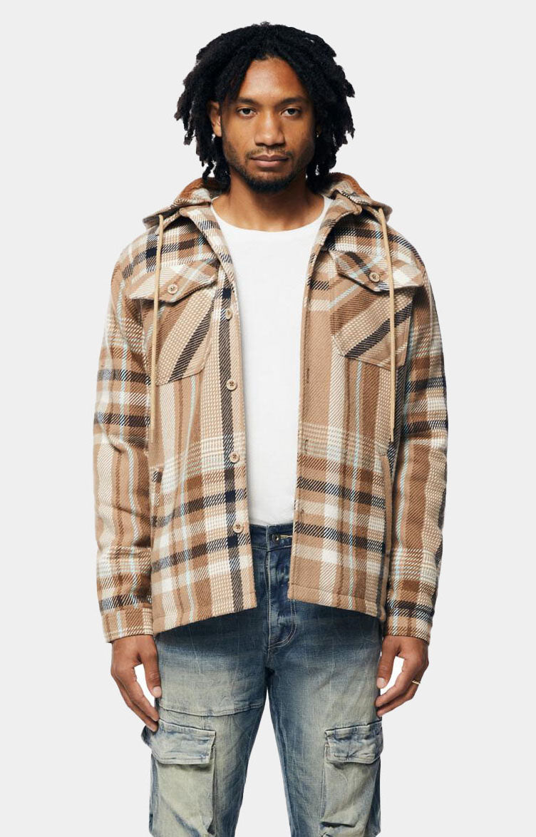 PLAID FLANNEL HOODIE SHACKET
