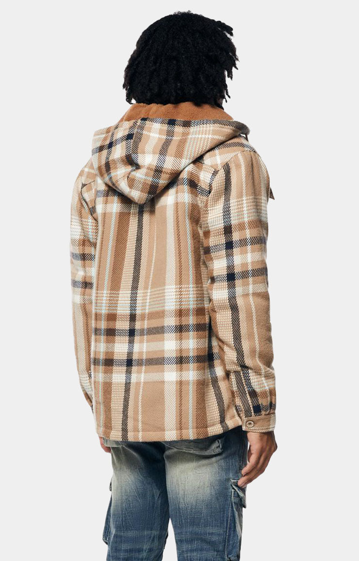 PLAID FLANNEL HOODIE SHACKET