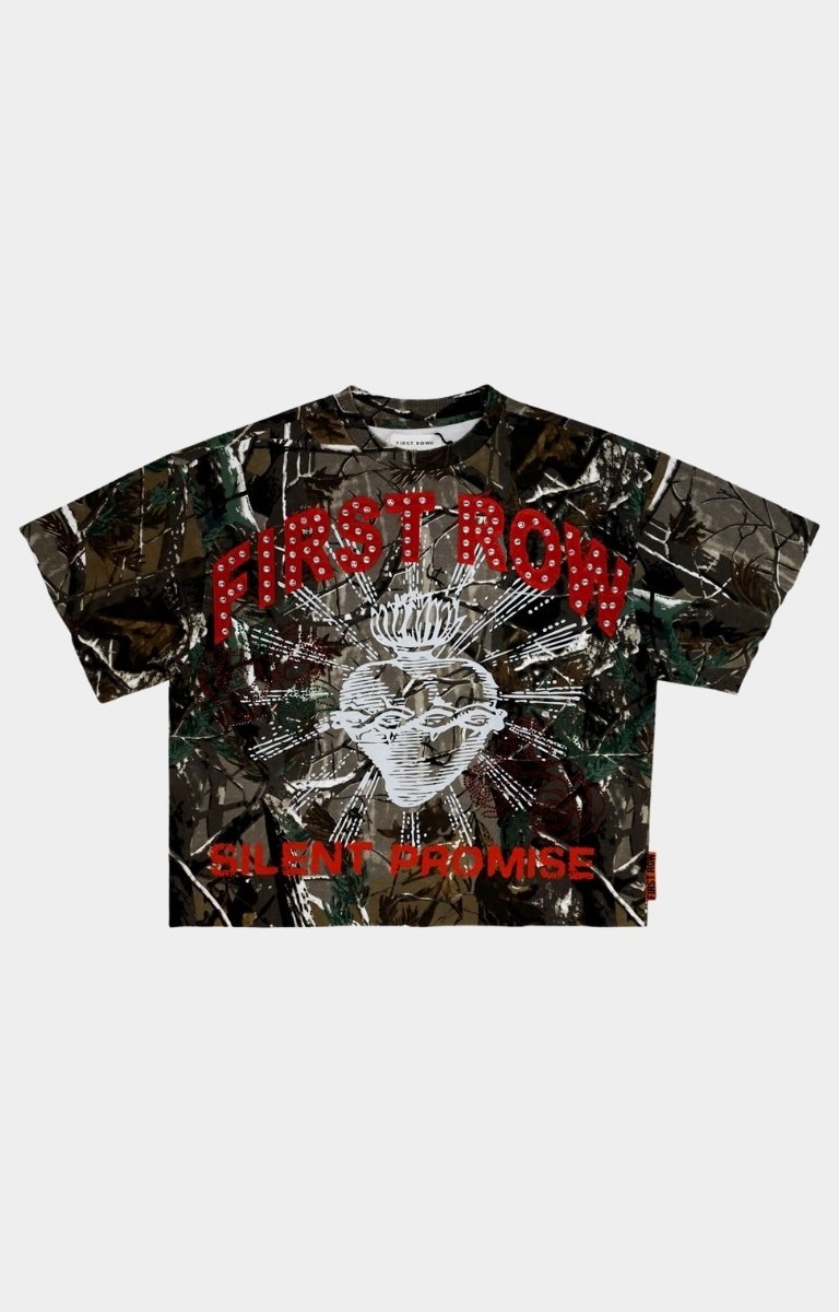 Front view of A SACRED VOW Traces of Thurible Tee with rhinestone detailing.
