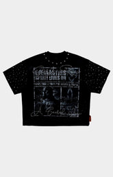 Front view of A SACRED VOW Spirit Lives On Tee with rhinestone detailing.