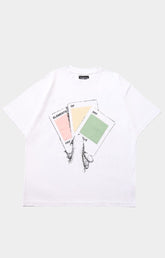 Front view of Conceal Your Intentions oversized white streetwear tee.