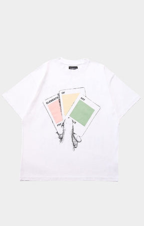 Front view of Conceal Your Intentions oversized white streetwear tee.