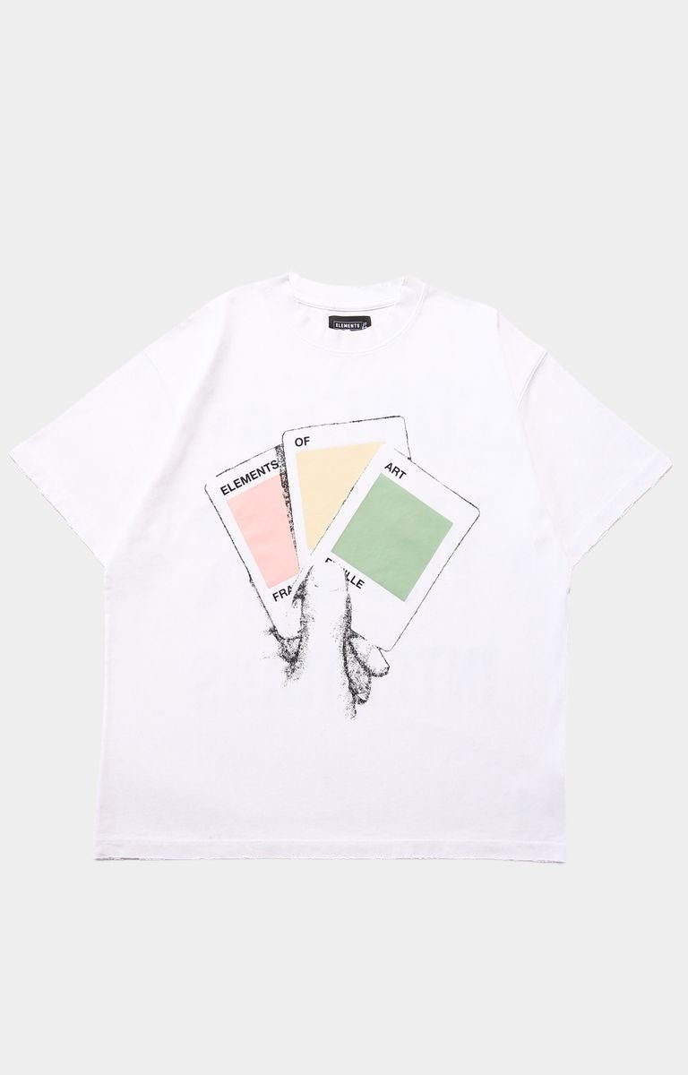 Front view of Conceal Your Intentions oversized white streetwear tee.
