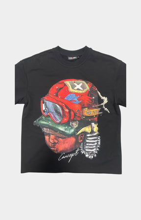 Concept Captain Long Sleeve Tee Black – Close-Up of Rhinestone Artwork.