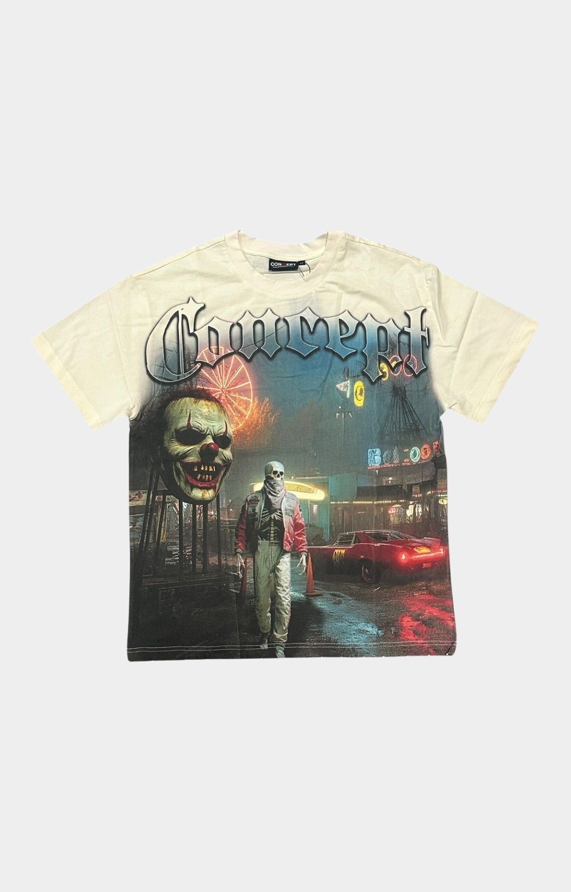 Concept Carnival Tee Cream – Front View Streetwear T-Shirt.