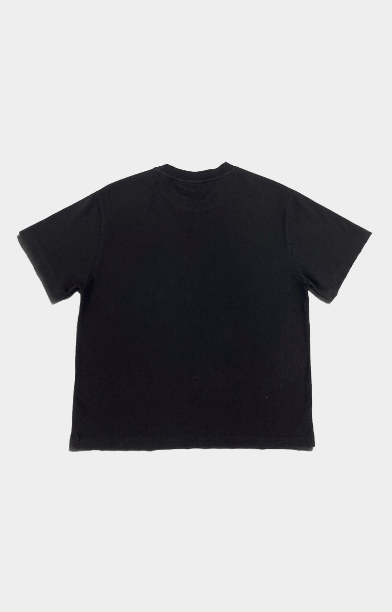 Concept LA Cherub 1 Graphic T-Shirt in Black featuring oversized grayscale cherub and cloud artwork, distressed CONCEPT LA lettering, short sleeves, and a relaxed fit.