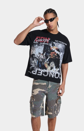 CONCEPT LA Soul Boxy Tee Black front graphic view.
