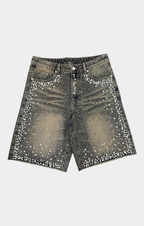 CONCEPT LA Keystone dirt wash denim shorts front view.