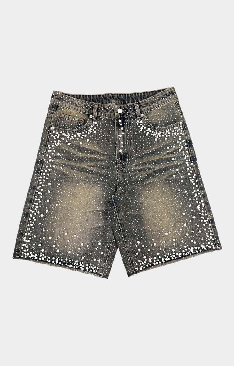 CONCEPT LA Keystone dirt wash denim shorts front view.
