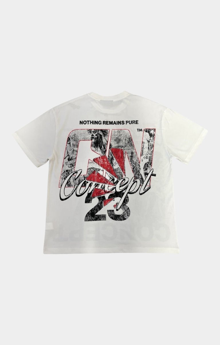 Oversized fit of CONCEPT LA white graphic tee.