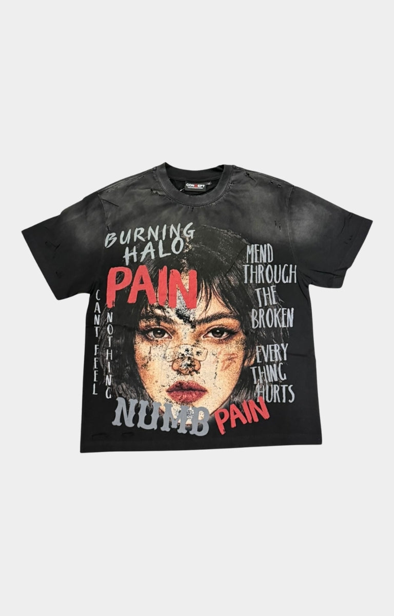 Concept LA Pain Black Wash Graphic T-Shirt front view
