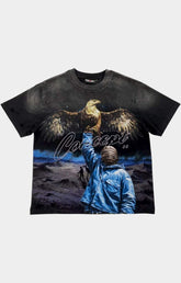 Concept LA Sacred Black Wash Graphic T-Shirt front view.
