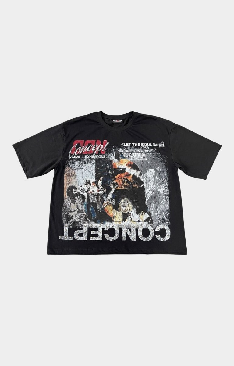 CONCEPT LA Soul Boxy Tee Black front graphic view.