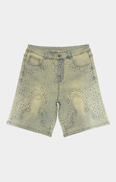 Rhinestone side panel detail on Concept LA Valor Denim Shorts.