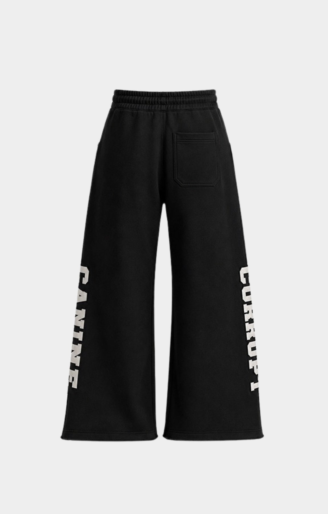 Back view of Corrupt K9 1st Pyramid Heavyweight Wide Leg Sweatpants.