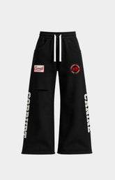 Corrupt K9 1st Pyramid Heavyweight Wide Leg Sweatpants Black front view.