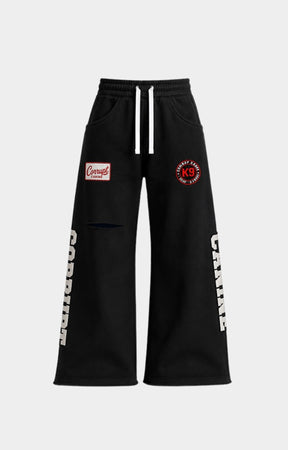 Corrupt K9 1st Pyramid Heavyweight Wide Leg Sweatpants Black front view.