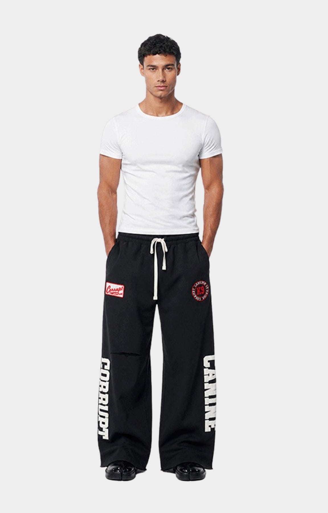Full outfit featuring Corrupt K9 1st Pyramid Heavyweight Wide Leg Sweatpants.