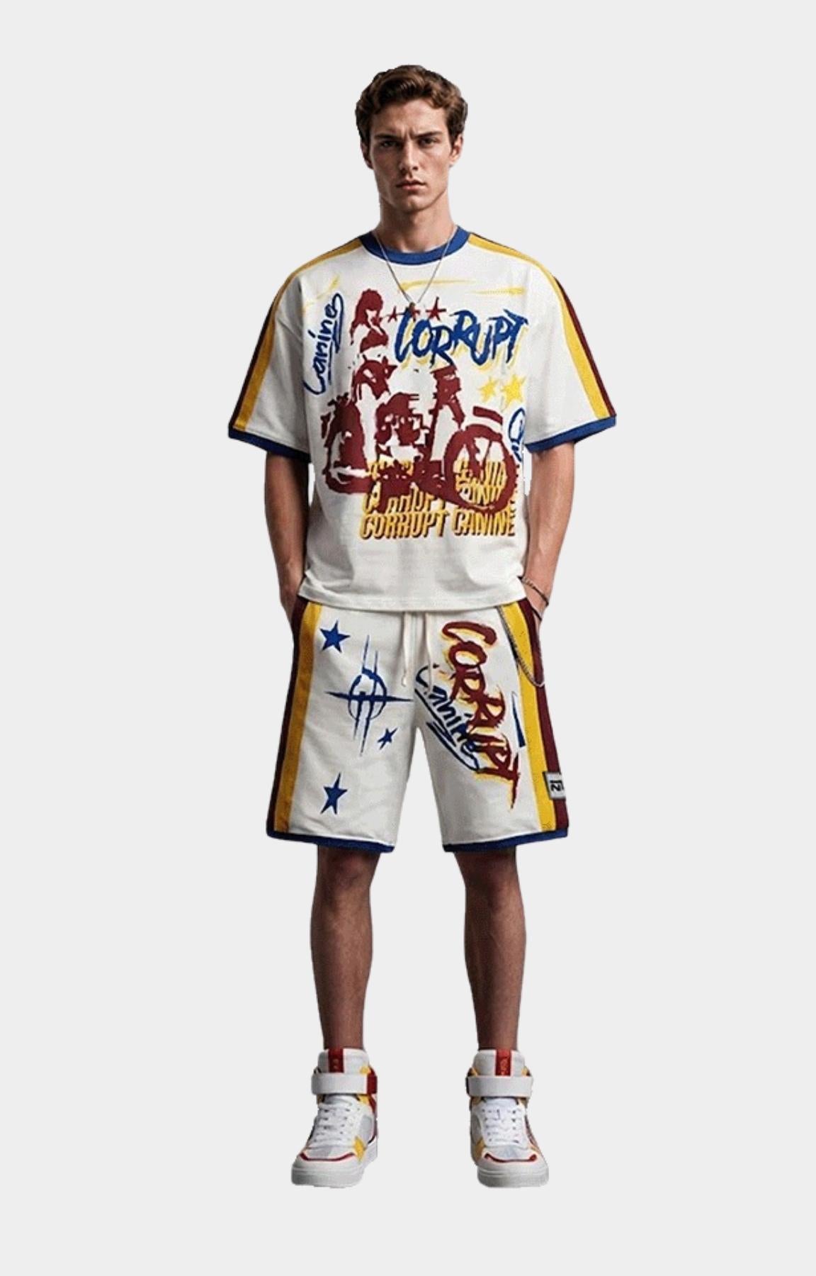Corrupt K9 BAD Heavyweight Graphic Shirt and Shorts Set front view