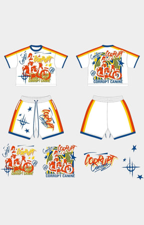 Premium Corrupt K9 coordinated streetwear shirt and shorts set.