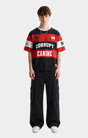 Ribbed crew neck detail on Corrupt K9 Pyramid Stripe T-Shirt