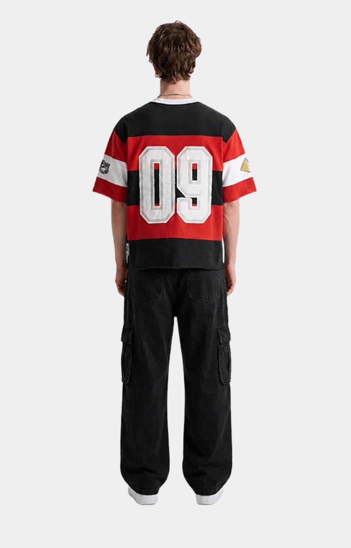 Full outfit featuring Corrupt K9 Pyramid Stripe Boxy Fit Graphic T-Shirt.
