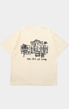 Back view showing full resort doodle chainstitch embroidery.