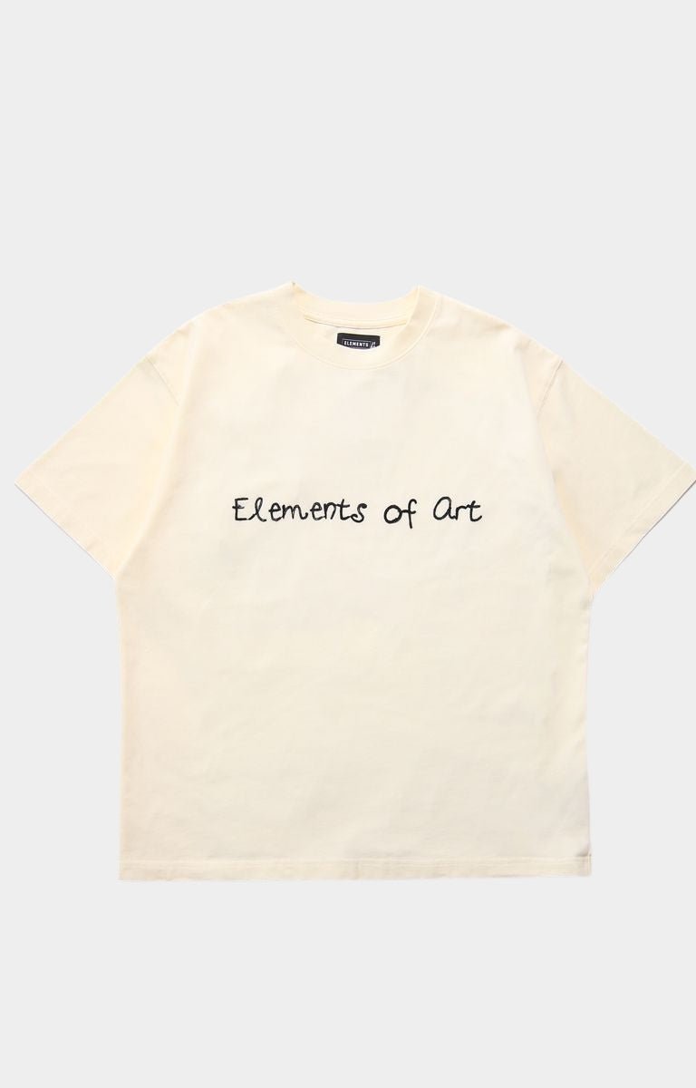 Front view of Element’s Resort Doodle Tee in beige heavyweight cotton.