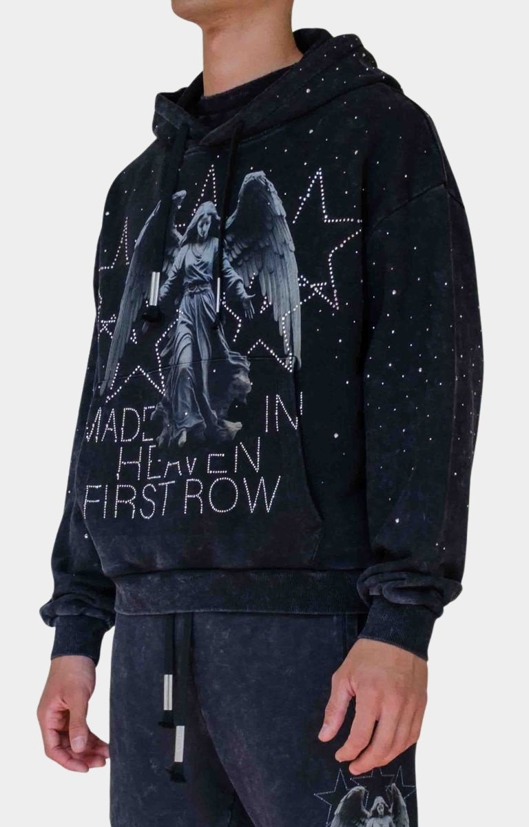 Rhinestone stud detail on First Row made in heaven shining hoodie