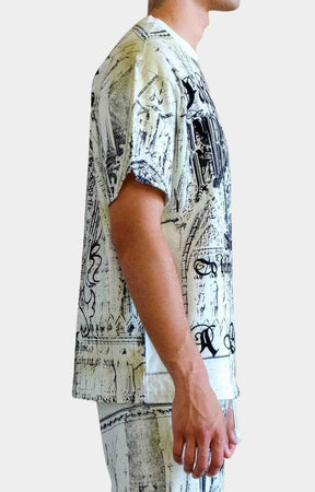 Sleeve length detail on Faith Dealer Sanctuary tee