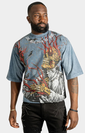 Frost Heartless Cropped Tee – Rhinestone Streetwear T-Shirt Blue