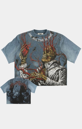 Frost Heartless Cropped Tee – Rhinestone Streetwear T-Shirt Blue