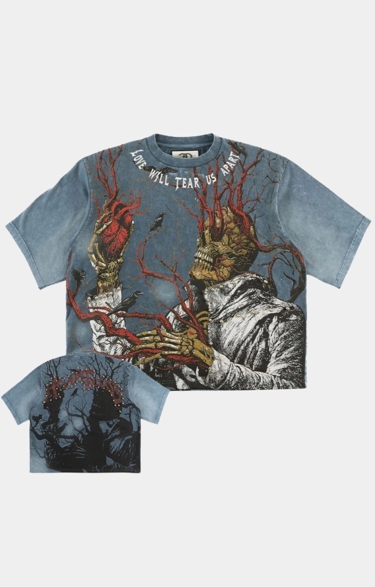 Frost Heartless Cropped Tee – Rhinestone Streetwear T-Shirt Blue