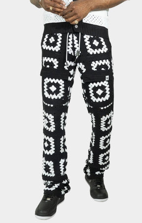 Frost Nuevo Riche Stacked Sweatpants Black White front view