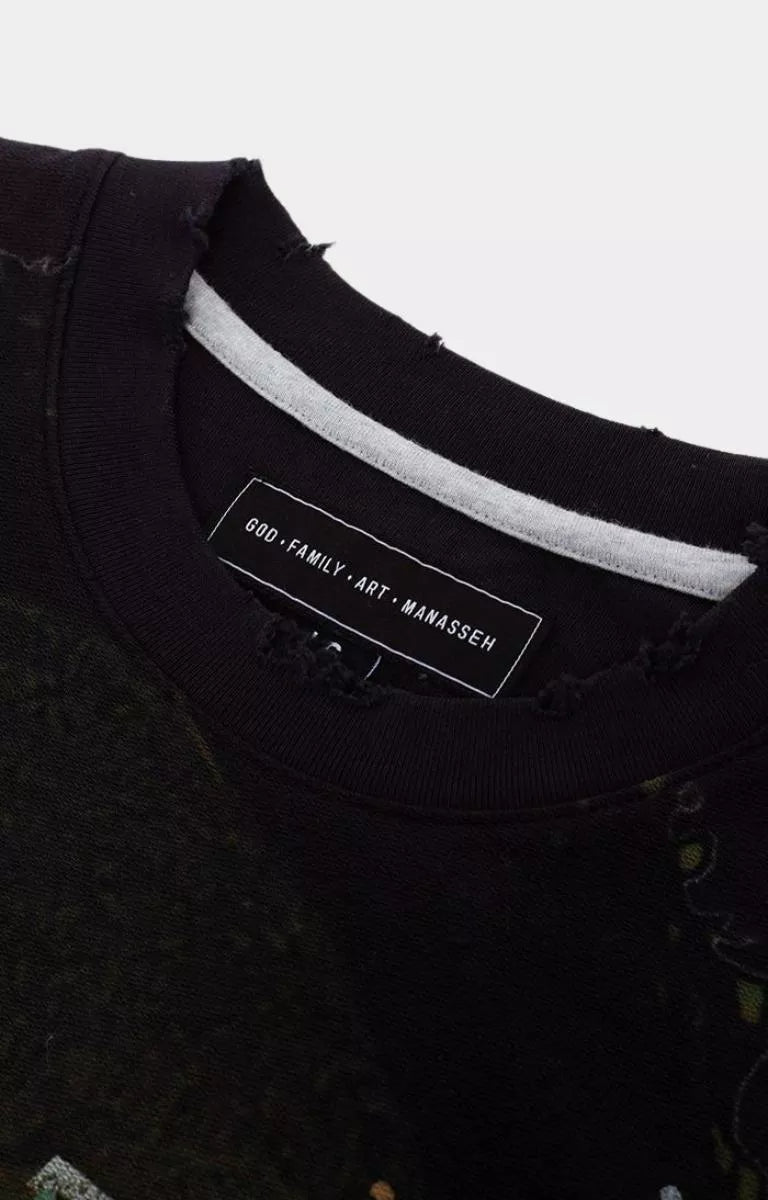 Crewneck collar detail on GFA Manasseh Art Dept 2 Knit Tee.