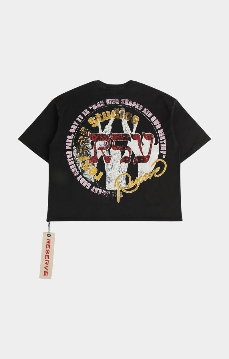 Back graphic of GFTD LA Destiny Black Tee with destiny quote