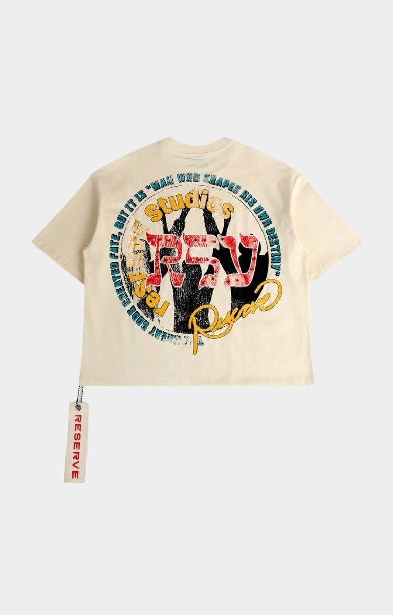 Back view of GFTD LA Destiny Bone Tee – cream oversized graphic shirt