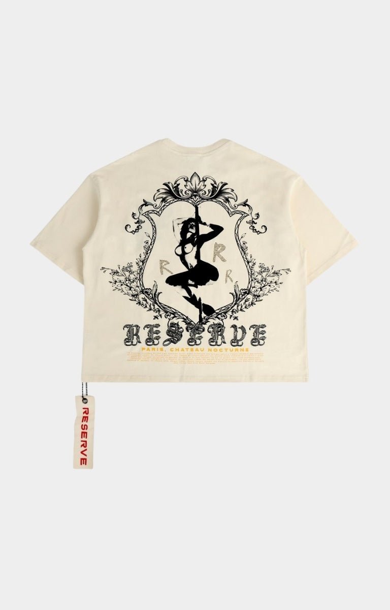 Back view showing baroque graphic and gothic Reserve text