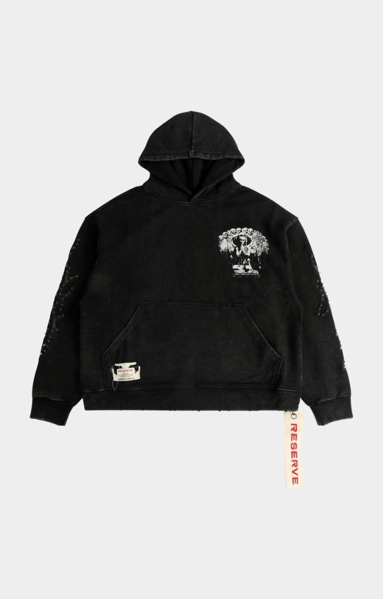 Front view of GFTD LA Final Days Black Hoody with DTG artwork