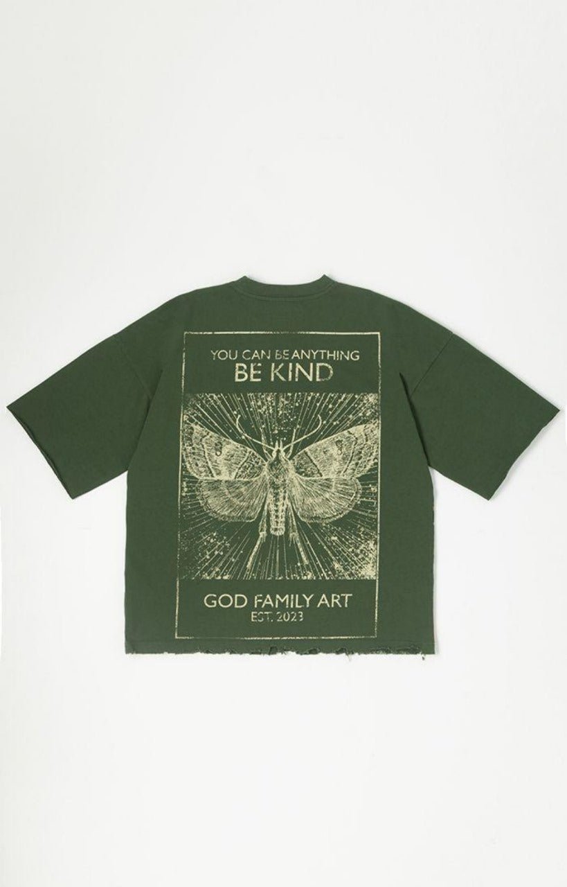 Back view of graphic on Grand SS Knit Black Forest oversized shirt.