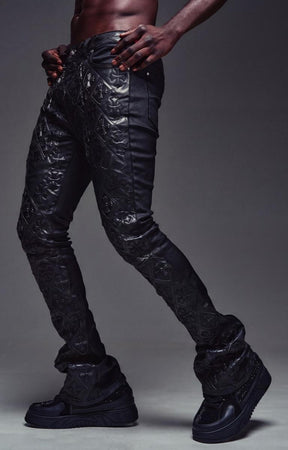 Guapi All Black Relic Waxed Denim front view.