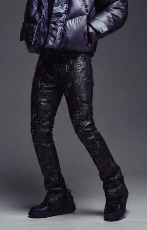 Tonal relic cross detailing on Guapi All Black Relic Waxed Denim.