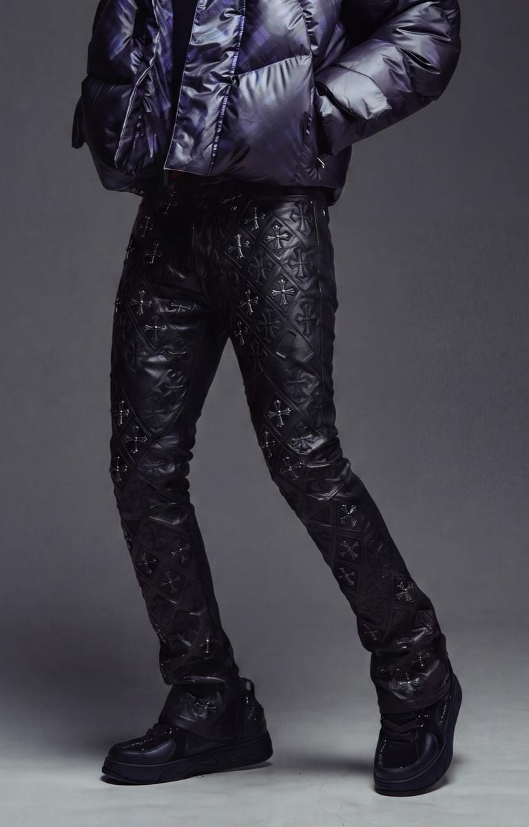 Tonal relic cross detailing on Guapi All Black Relic Waxed Denim.