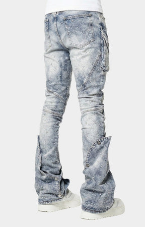 Back view of GUAPI Coffin Arc Embellished denim jeans.