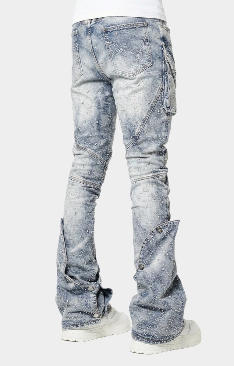 Back view of GUAPI Coffin Arc Embellished denim jeans.