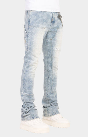 Front panel construction detail on GUAPI sashiko denim.