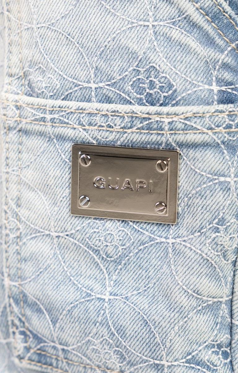 GUAPI Aqua Blue Sashiko Denim styled streetwear outfit.