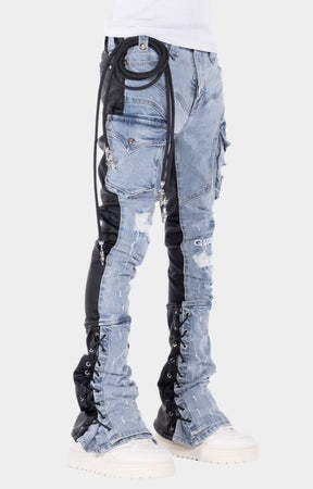 Guapi Aqua Blue Rope - Stacked Cargo Hybrid Jeans