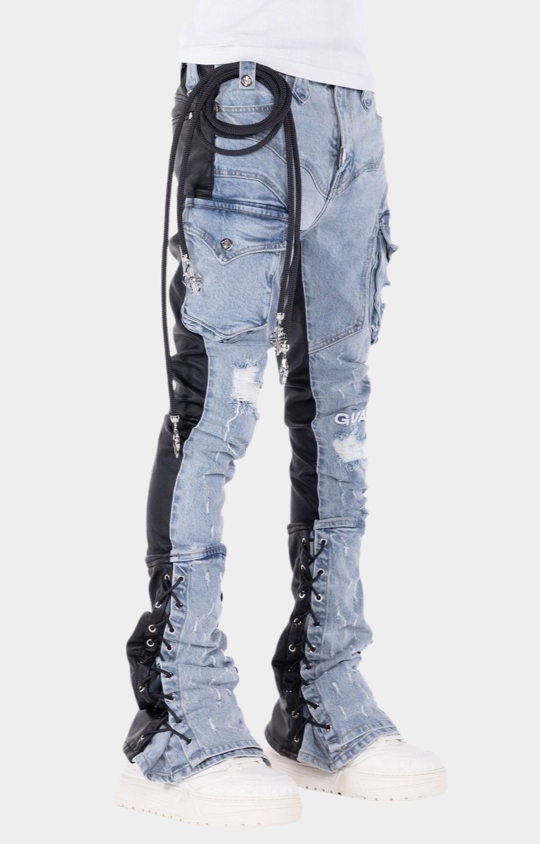 Guapi Aqua Blue Rope - Stacked Cargo Hybrid Jeans