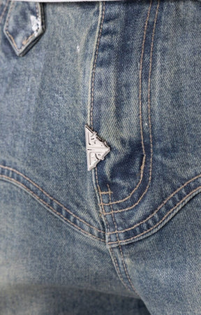 Guapi Aqua Blue Waxed Rope Stacked Cargo Denim Jeans